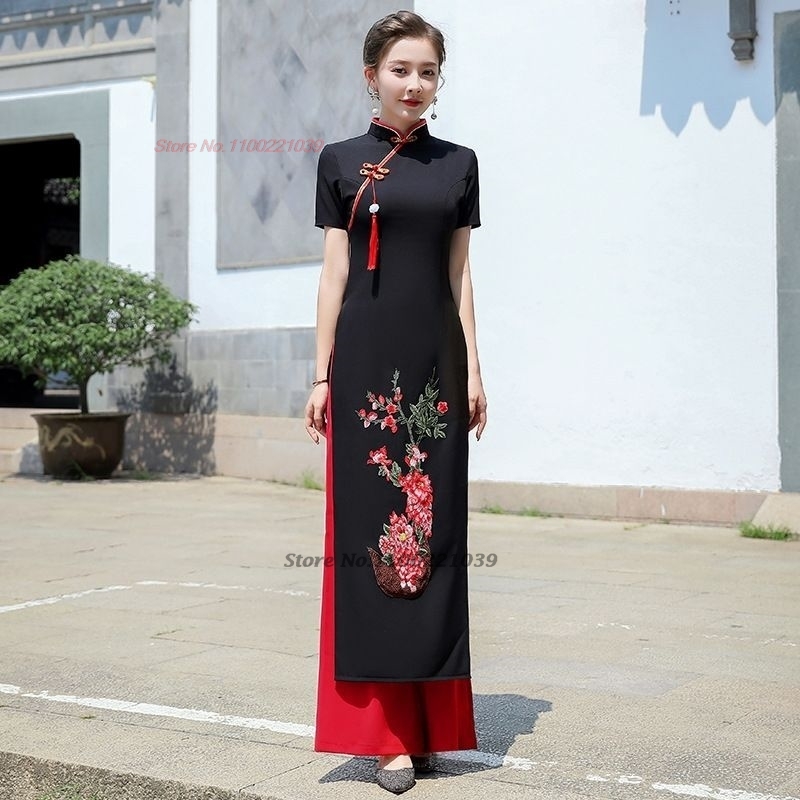 Ao Dai Vietnam Dress - Conjunto de Vestido y Pantalones Tradicionales