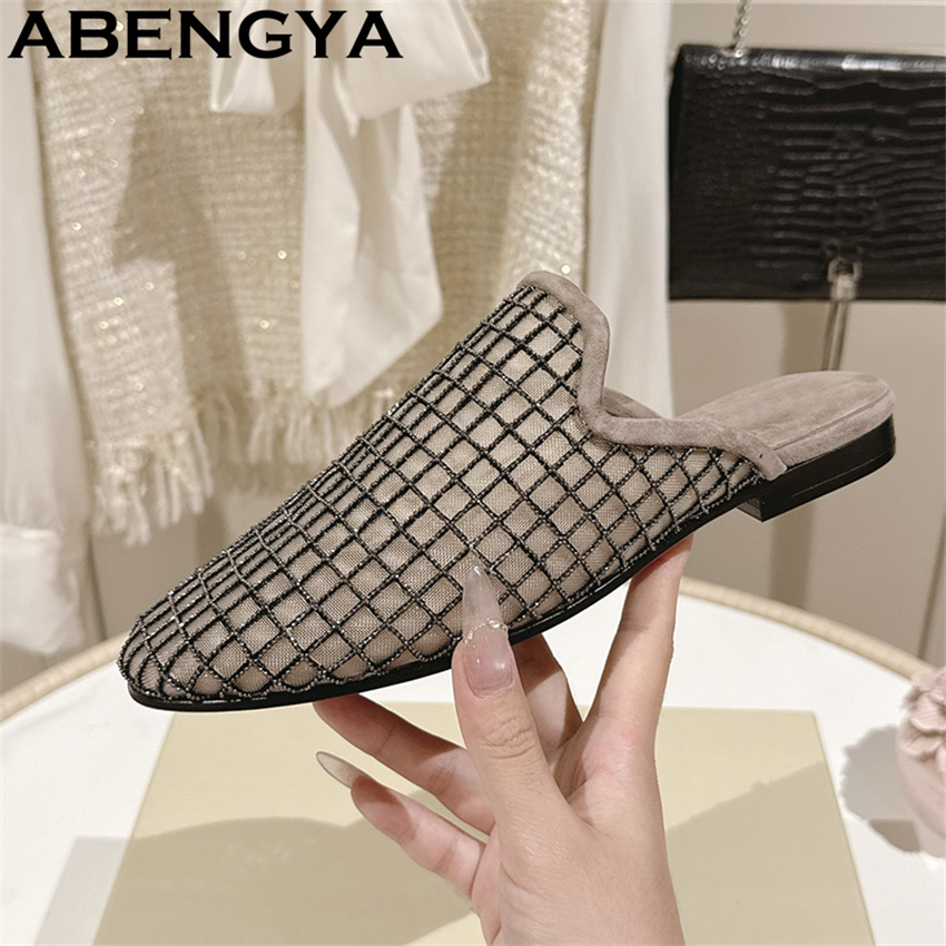 Ethnic Fashion In - Zapatillas planas de encaje brillante con