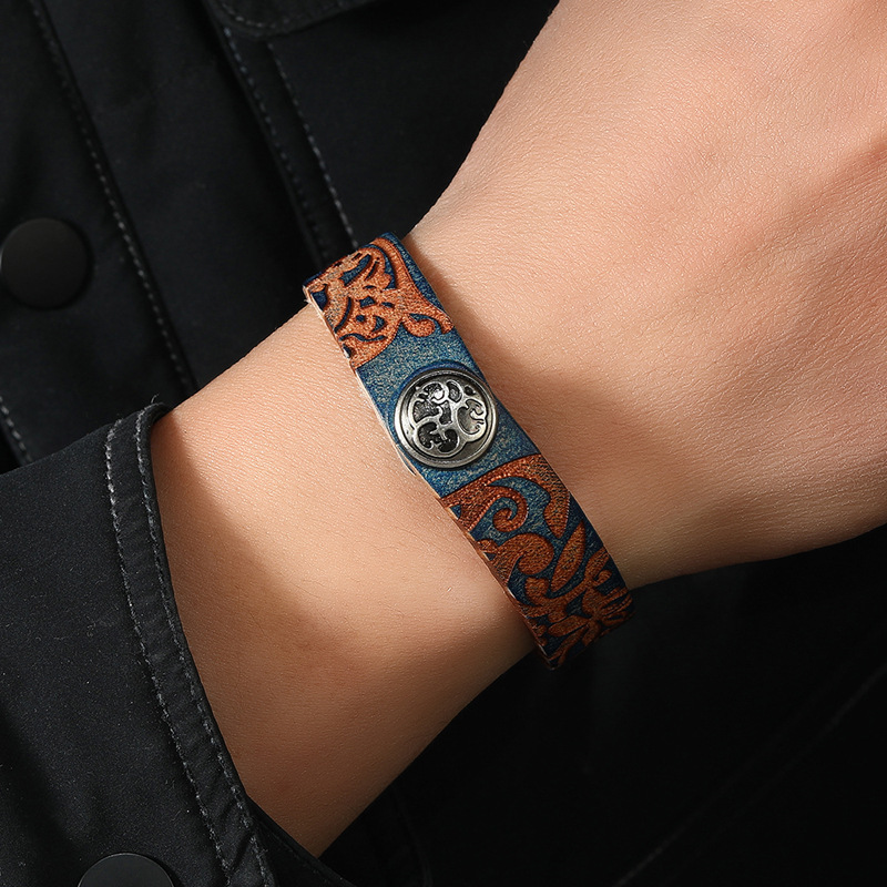 Brazalete de cuero auténtico p - Ethnic Fashion Influencers reseña y precio